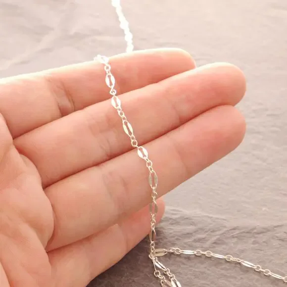 16 Sterling Silver Mirror Chain Necklace, sparkling, silver choker, 44-33s